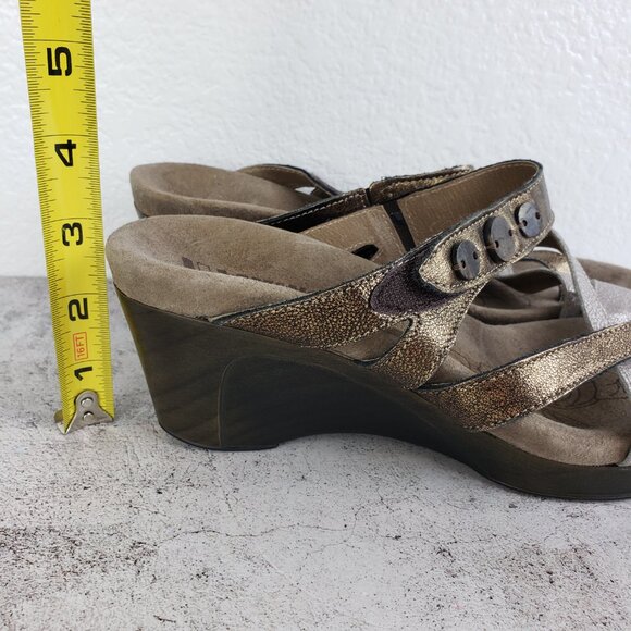 Romika Metallic Leather Wedge Sandals Slides Comfort Shoes size 39 US 8.5 - Picture 12 of 14